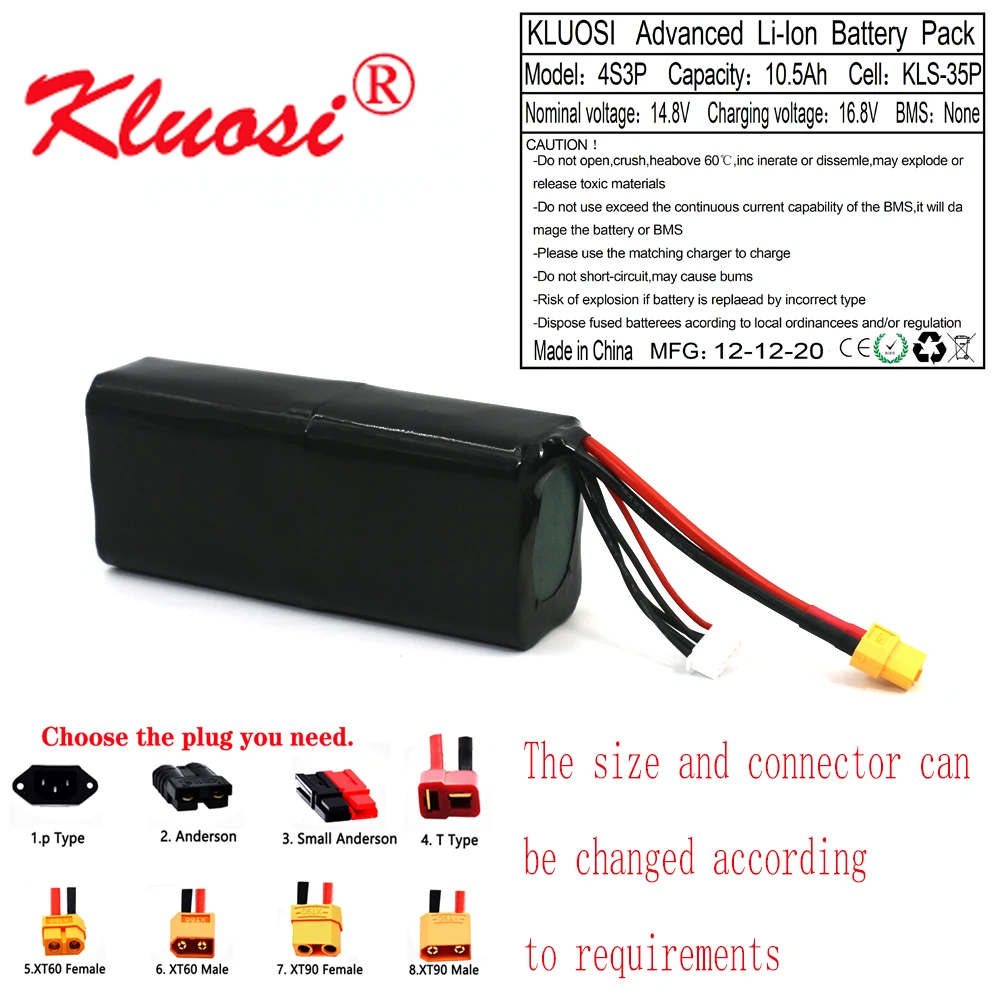 KLUOSI 16 8 V ионно литиевая Батарея 14 10.5Ah 10Ah 4S3P высокое Ёмкость Бла (беспилотный