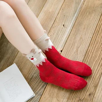 

3pairs Women Warm Casual Cotton Blend Cute Cartoon Funny Adult Gift Comfortable Autumn Winter Colorful One Size Christmas Socks