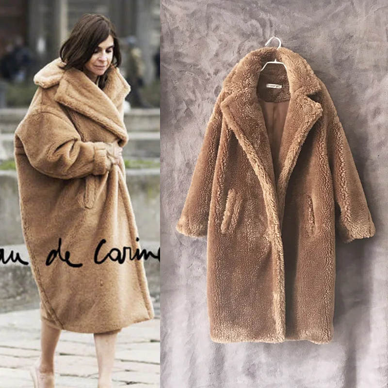 long brown Длинное пальто плюшевое пальто из искусственного меха Леопардовый принт женские большие размеры Модная розовая шуба женские пальто и куртки - Цвет: long brown