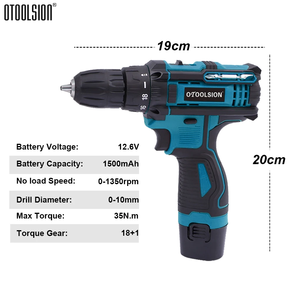 12.6V Electric Screwdriver Rechargeable Wireless Drill Power Tools Drill Electric Screwdriver Mini Drill Electric With Woven Bag (1)