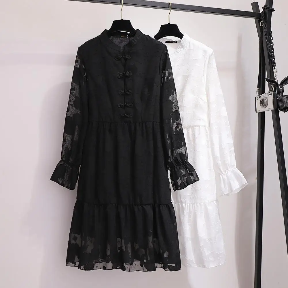 5XL 6XL женское кружевное платье большого размера Осень-зима винтажное офисное женское платье с вышивкой женское элегантное вечернее платье большого размера