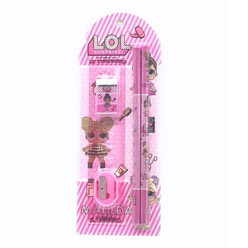 

LOL Pencil Stationary Set Pencil Ruler Eraser Boy and Gift Sets Gift Sets Baby Christmas Five-piece Learning Stationery Set