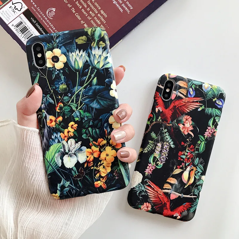 Ретро цветной цветочный чехол для телефона iphone XR XS Max X 6 6S 7 8 Plus, летний матовый мягкий чехол IMD с цветами