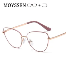 Женские винтажные очки в металлической оправе кошачий глаз, очки для близорукости, студенческие компьютерные очки против радиации-1-1,5-2,0-2,5-3,0-3,5