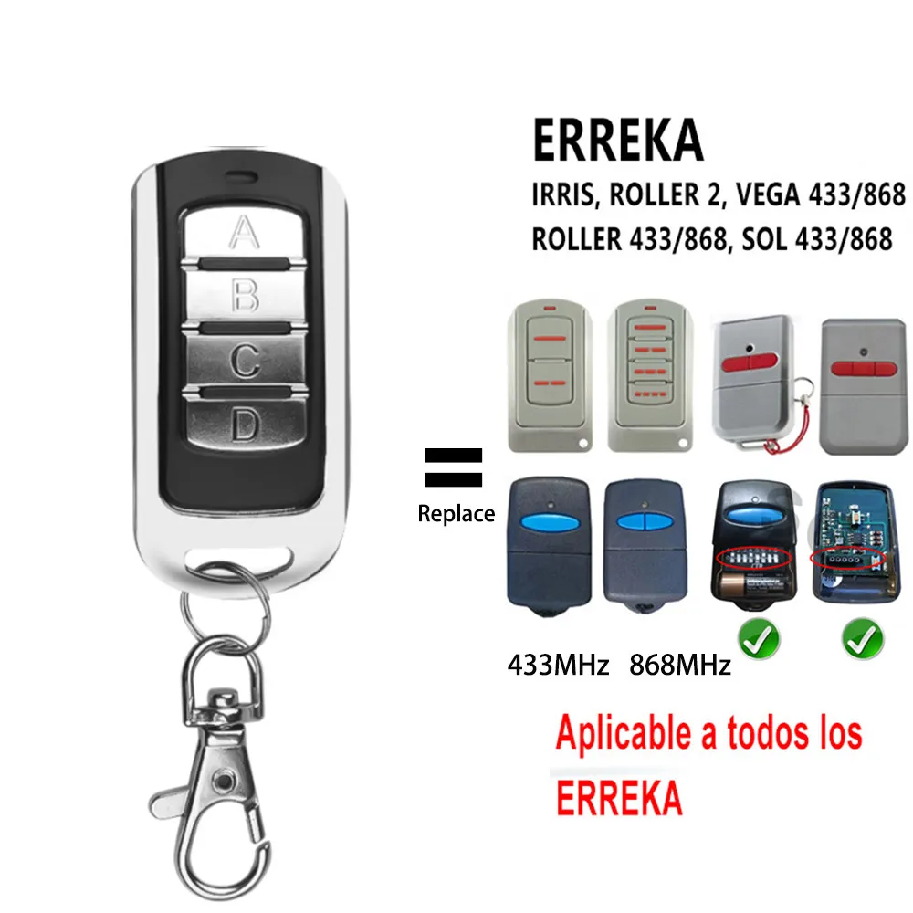 Erreka Garage Door Remote Control For Erreka Luna2/3 Erreka Reson 1/2 Door Opener 433MHz 868Mhz