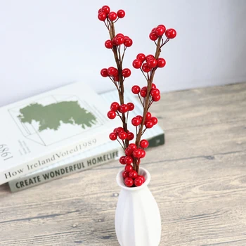 

Original Christmas Decor Berry Artificial Pine Cone Red Fruit For Christmas Decoration Fake Flower Artificial Pine Tree Branches