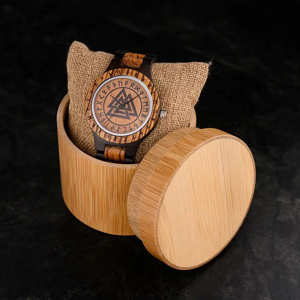 Watches Wooden-Box Customized-Your-Logo Bird-Vegvisir BOBO Top-Brand Luxury Round