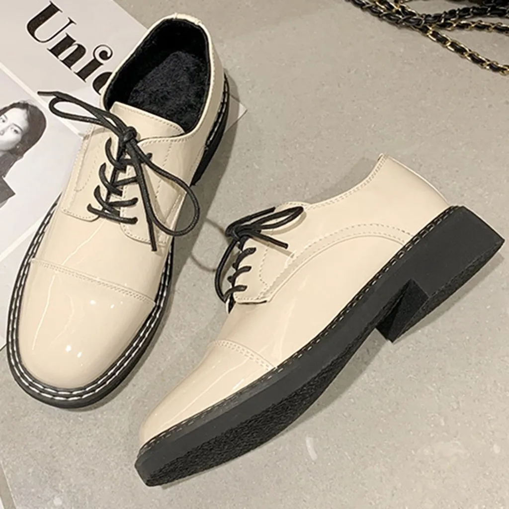 

British Brock High Quality Women oxfords Flats Platform shoes black vintage slip-on pointed stitching Brogue Loafers straps