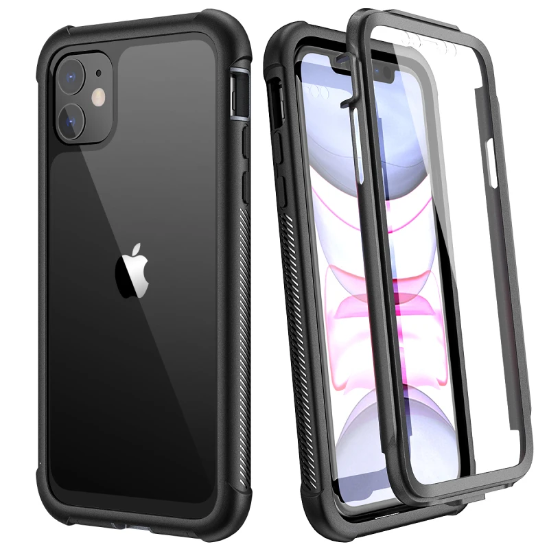 Жесткий Чехол для iPhone 11 Pro Max чехол с защитой экрана полная защита ударопрочный 2 в