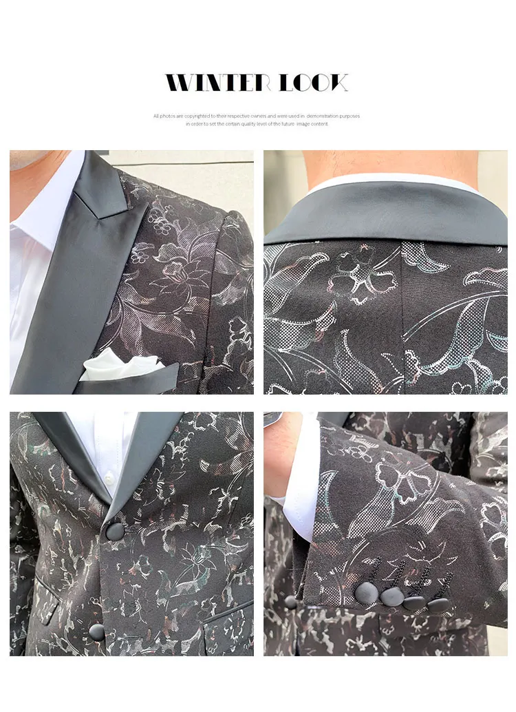 Мужские вечерние костюмы с брюками Костюм жениха мужской смокинг trajes para hombre костюм homme mariage slim fit костюм Цветочный смокинг
