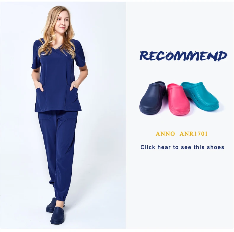 ANNO Medical Scrub Set Non sticky hair Pet Hospital Uniform Clinical Nursing Dress Surgical Clothes Shirt Trouser