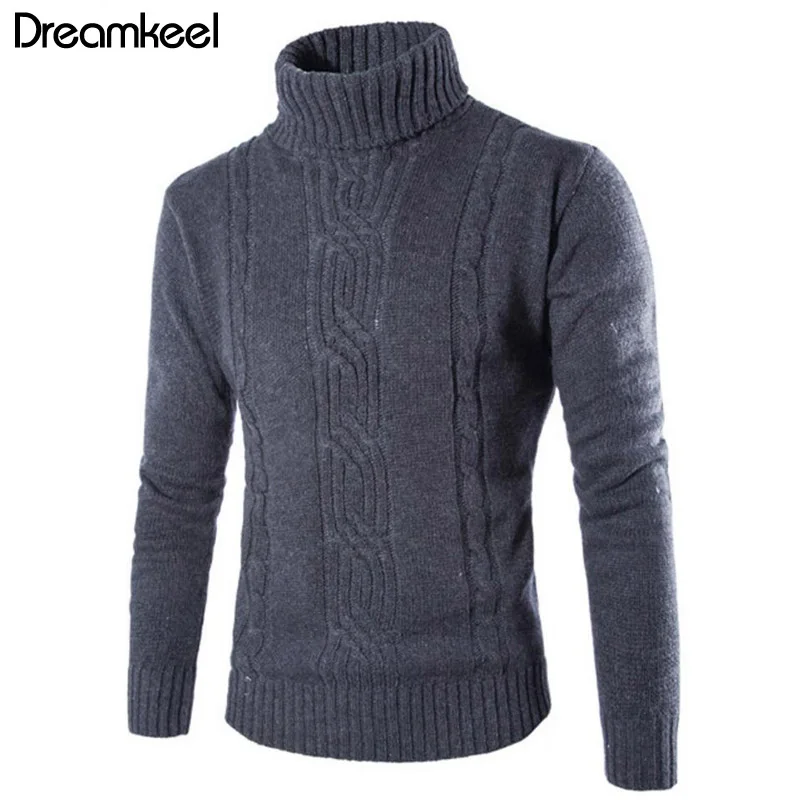 Мужской Рождественский свитер, пуловер, тонкий теплый однотонный жаккардовый свитер с высоким отворотом, мужская одежда в британском стиле, Мужская водолазка Y1 - Цвет: Темно-серый