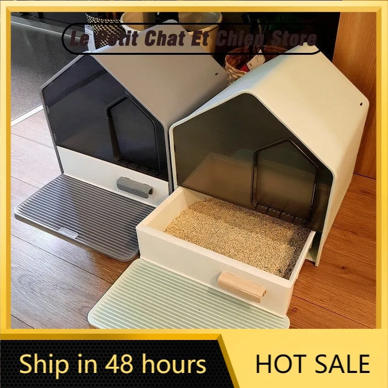 NEW Fully Enclosed Cat Litter Box Drawer Type Cats Toilet Deodorizing Kitten Bedpans Anti-splash for cat under 10kg Pet Supplies