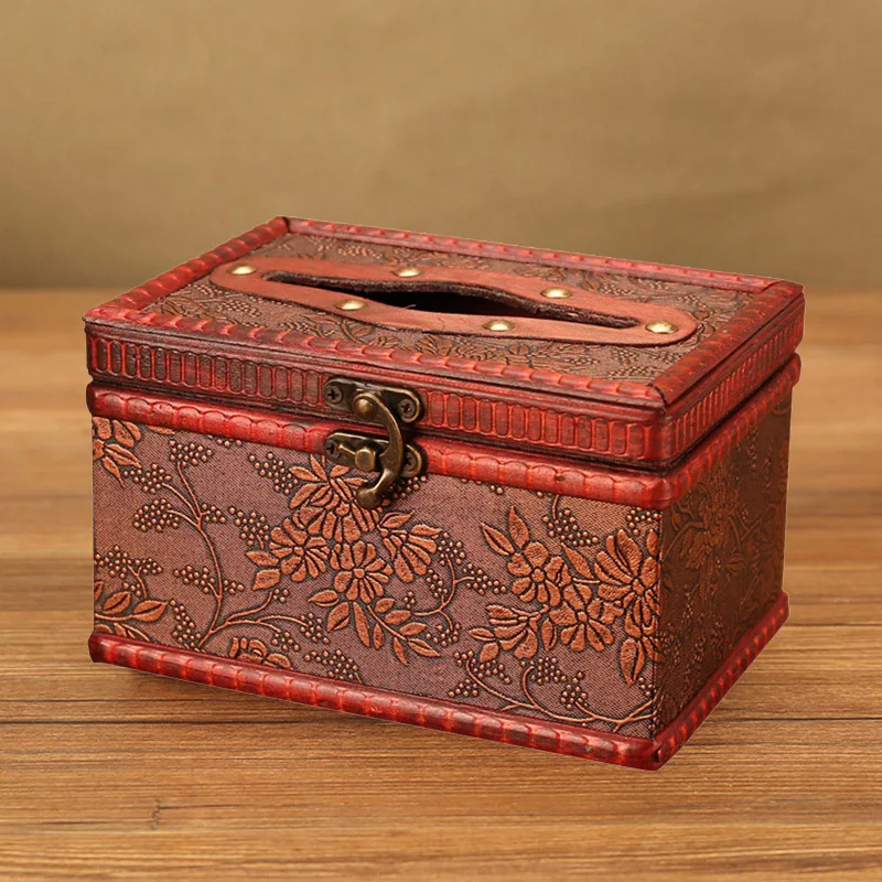 European Vintage Tissue Boxes Creative Wood Multifunction Storage Box Craft Restaurant Kitchen Storage Home Storage Organization