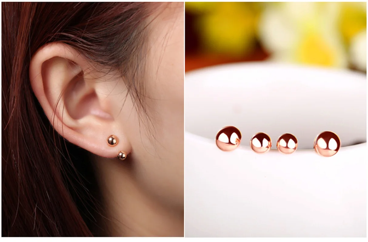 Модные 18 К настоящие Твердые из натуральной золота AU750 шариковые Сережки для пирсинга женские шпильки высококлассные ювелирные изделия подарок Горячая Распродажа вечерние подарки