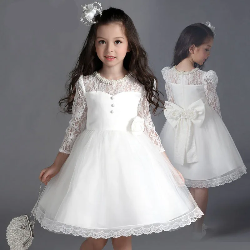 Fancy Girls Dress Pageant Formal Party Wedding Costume Children Tutu Princess Baptism Flower Kids Lace Clothes | Детская одежда и