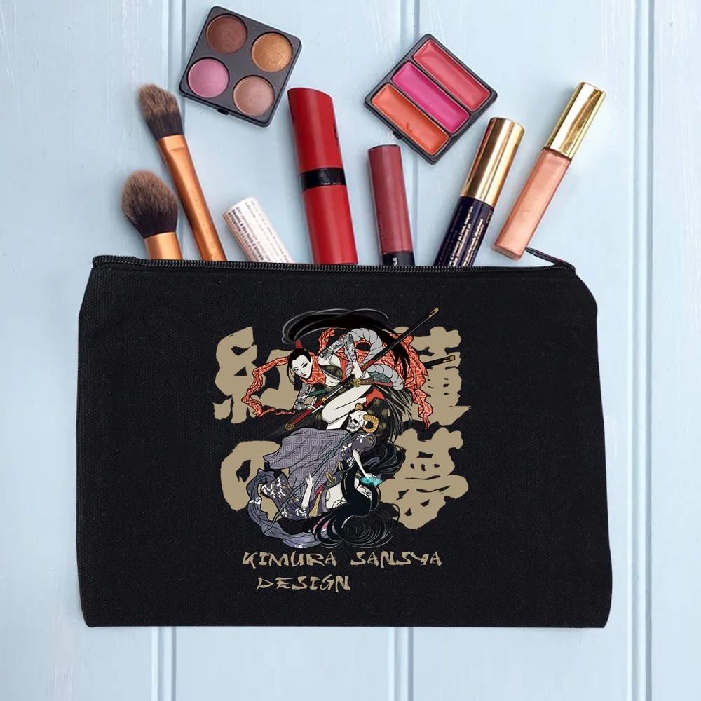 Casual Women's Cosmetic Bag Zipper Makeup Bag Female Handbags Black Pencil Cases Female Cosmetic Cases