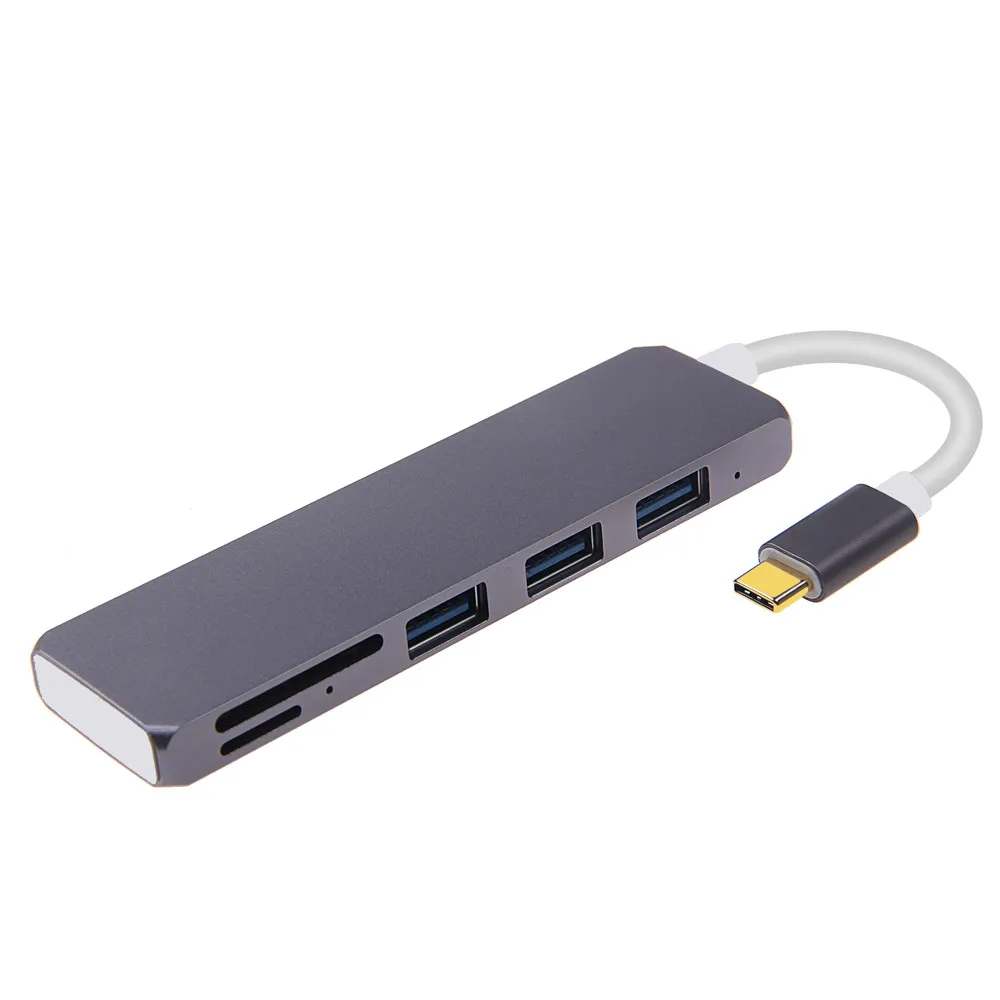 Silver Ouhaobin usb-хаб type-C адаптер для 3 USB 3,0 портов для SD/TF карт-ридер для MacBook Pro для телефона зарядное устройство аксессуары - Цвет: Silver
