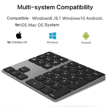 

Ultra thin Wireless Bluetooth Numeric Keyboard Mini Numpad with 34 Keys Digital Keyboard For PC Macbook Number Pad Mini Keypad