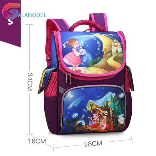 S purple 2 размера, подходит для 1-6 классов, детские школьные сумки с мультяшным принтом, водонепроницаемый детский ортопедический школьный портфель, дорожные рюкзаки - Цвет: S purple