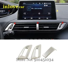 For Peugeot 3008 GT 5008 2017 2018 Stainless steel Car air conditioner Outlet decoration Cover trim Accessories Car Styling 3pcs