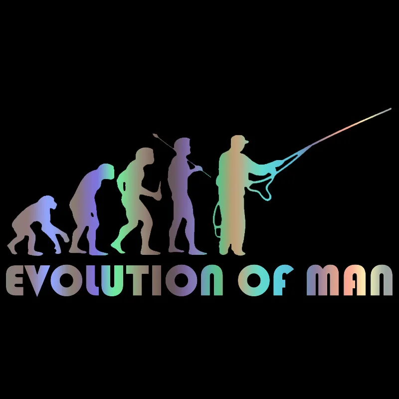 

30135# evolution of man fishing car sticker reflective vinyl car decal waterproof stickers on car truck bumper rear window
