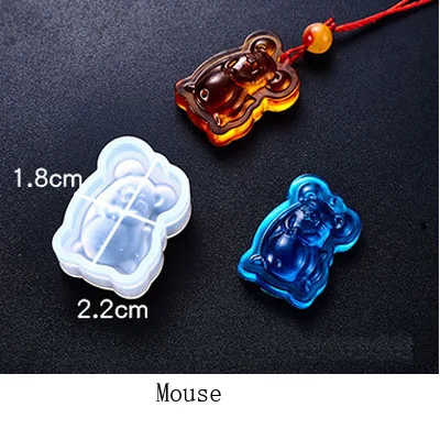 mouse Popular1PC 12 Китайский Зодиак в форме жидкого кремния УФ смолы формы для изготовления ювелирных украшений серьги аксессуары для волос ювелирные изделия инструменты - Цвет: mouse
