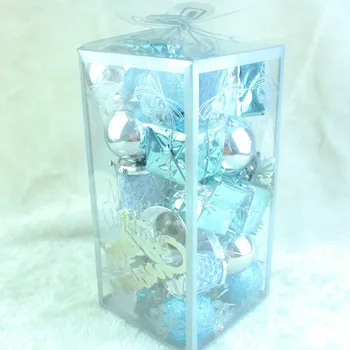

32PCS Lake Blue Silver Color Hanging Pendant Christmas Tree Ornament Festival Party Home Decor C1498 c
