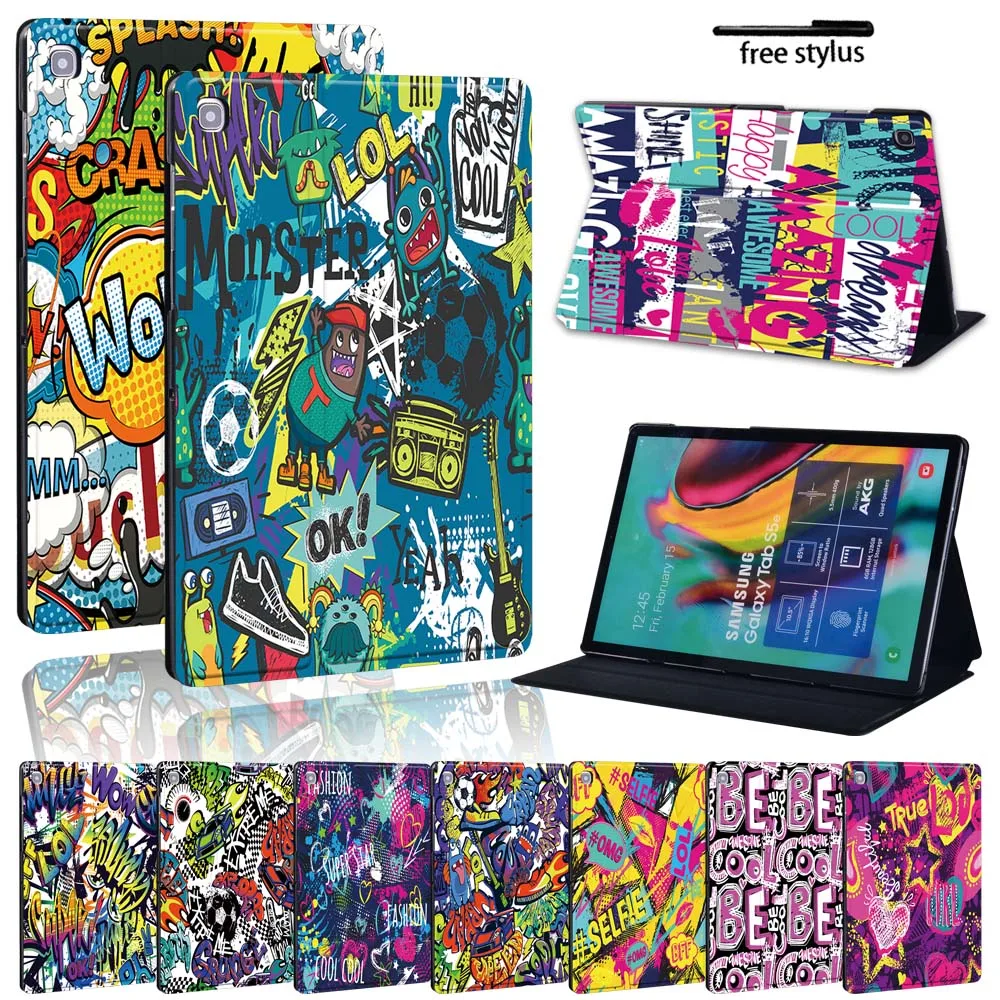 Tablet Case for Samsung Galaxy Tab s6/Tab A A6 7 10 / E S5E Graffiti Art Leather Stand Foldable Anti-fall Protective | Компьютеры и