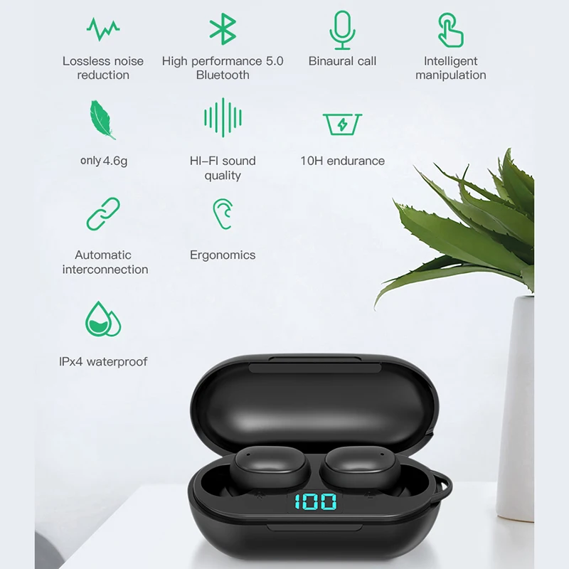 TWS стереонаушники H6 с поддержкой Bluetooth 5 0 и светодиодным дисплеем|Наушники