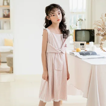 

Fashion 2020 Summer Lace Girls Dresses New Kids Stripe Dresses for Teen Children Suspenders Dress Baby Camisole Dresses, #9062