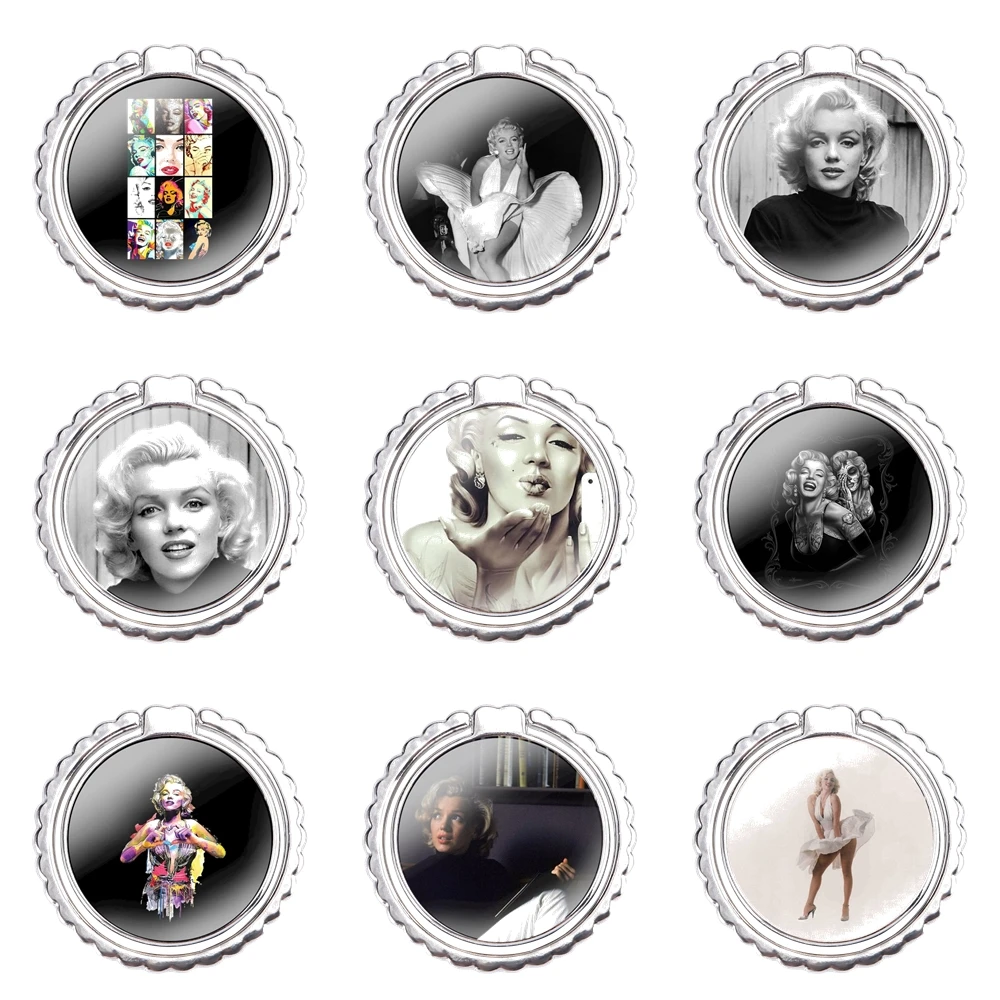 Fashion Creative Cartoon Design Mobile Phone Finger Ring Holder 360 Degree Metal Stand Marilyn Monroe With a Cat | Мобильные