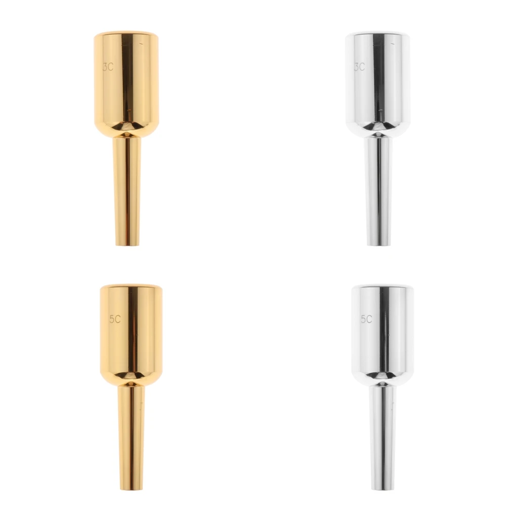 Trumpet Mouthpiece 3C/5C Replacement Musical Instruments Accessories, Silver/Gold Plate