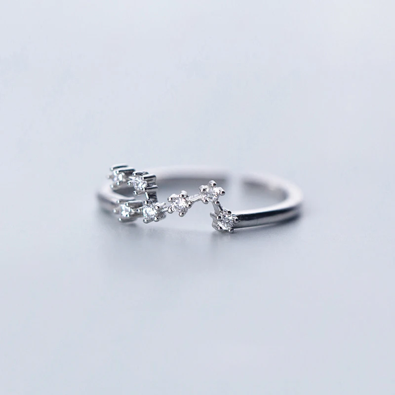 925 Sterling Silver AAA Cublic Zirconia Scorpio Taurus Twelve Constellation Zodiac Sign Rings Women Wedding Jewelry Adjustable silver ring wedding rings silver rings