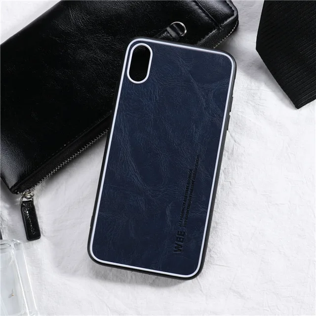 Модный чехол из искусственной кожи для iPhone XS, XR, XS, Max, черный мягкий силиконовый защитный чехол-бампер, чехол на 6, 6S Plus, 7, 8 Plus, корпус - Цвет: Синий