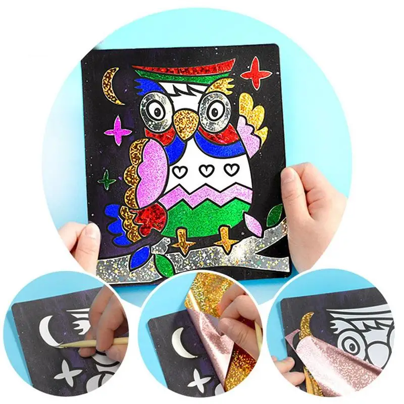 Детская Diy блестящая Волшебная художественная наклейка, переводная красочная наклейка, картина, ремесла для детей, искусство, ремесла, креативная наклейка s Toys