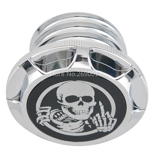 Bouchon réservoir Skull Tête de mort chrome et noir pour moto pour Harley  Davidson