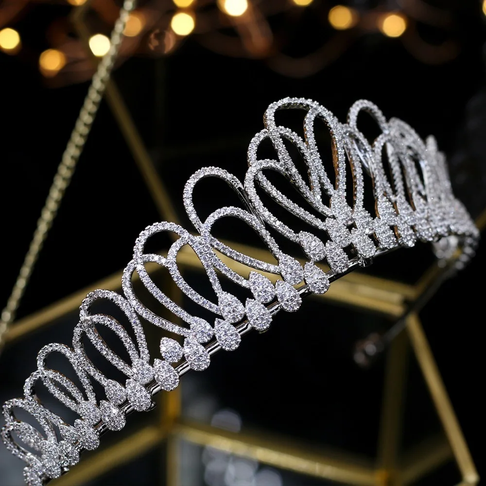 Модные циркониевые кристаллы Корона свадебные диадемы Короны аксессуары для волос Принцесса Тиара coroa de noiva Женская повязка для волос диадема
