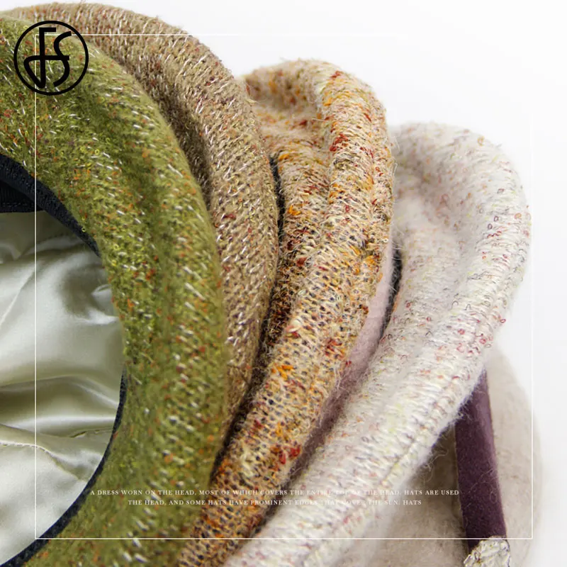 Женский шерстяной БЕРЕТ Колокол FS элегантный складной берет с широкими полями