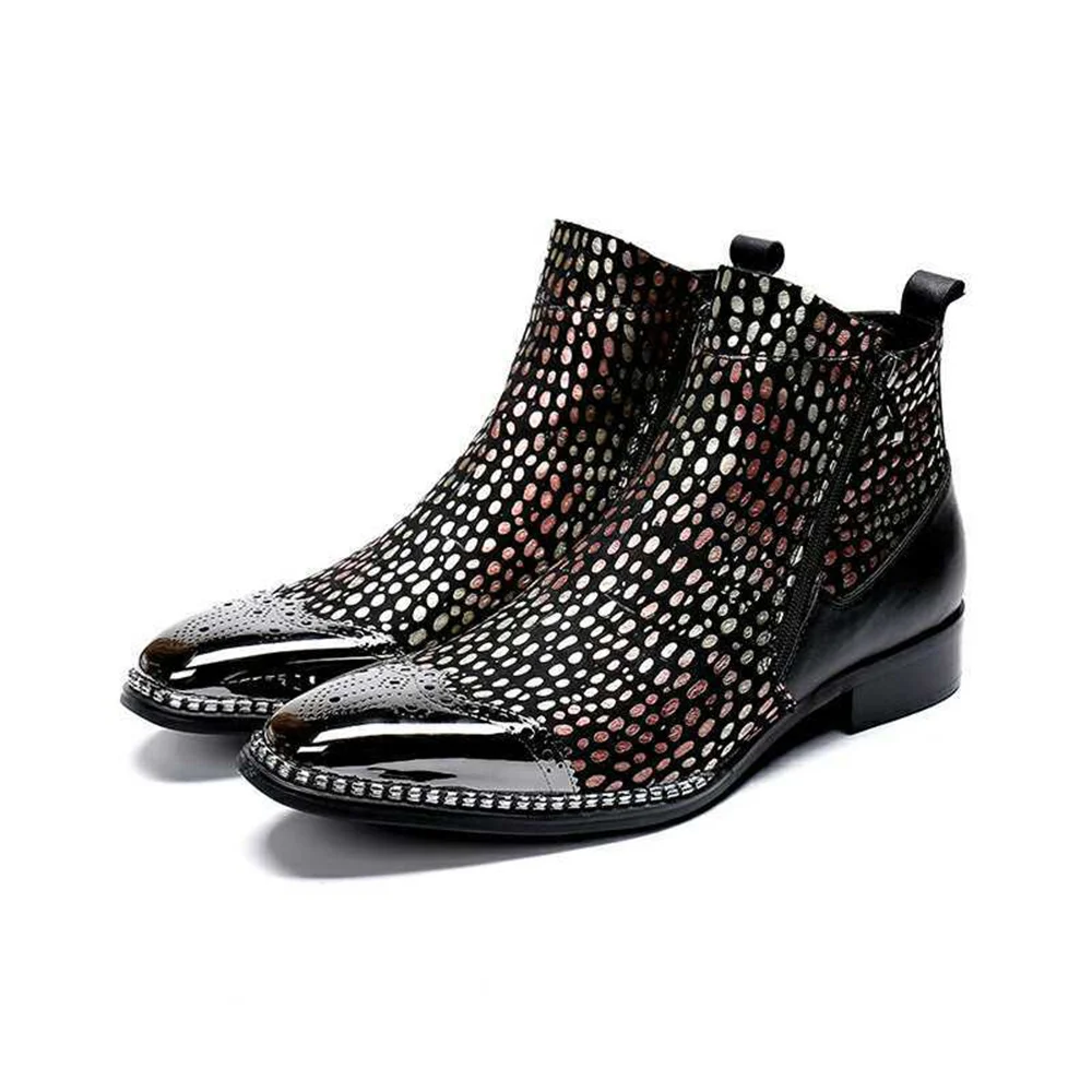Gentleman Fashion Genuine Leather Chelsea boots Men Party Wedding Heels Pointed Business Office Punk ankle Boots