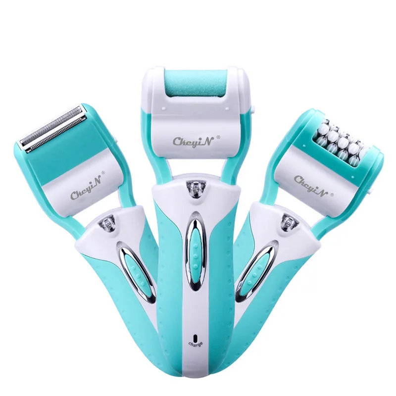3 In 1 Electric Women Hair Epilator Removal Painless Shaving Foot File Pedicure Machine Female For Face Bikini Body Leg Tools