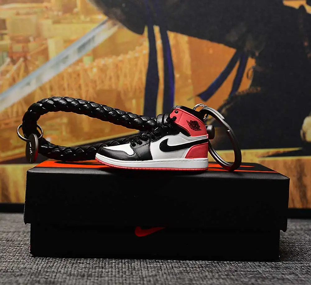 a shoe w rope Дропшиппинг aj1 offwhite Chicago Unc брелок в виде кроссовка Air Jordan 1 3D мини-кроссовки запатентованный спортивный обувной брелок с кроссовком - Цвет: a shoe w rope