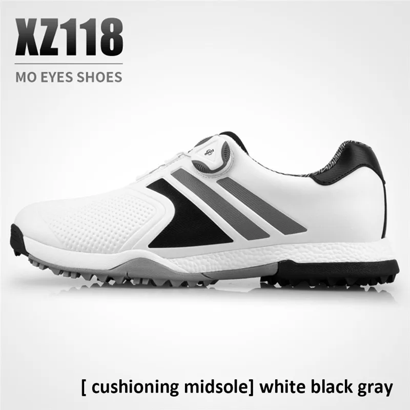 white gray PGM обувь для гольфа мужская Водонепроницаемая дышащая спортивная обувь с вращающейся пряжкой Для Гольфа летние кроссовки XZ118 - Цвет: white gray
