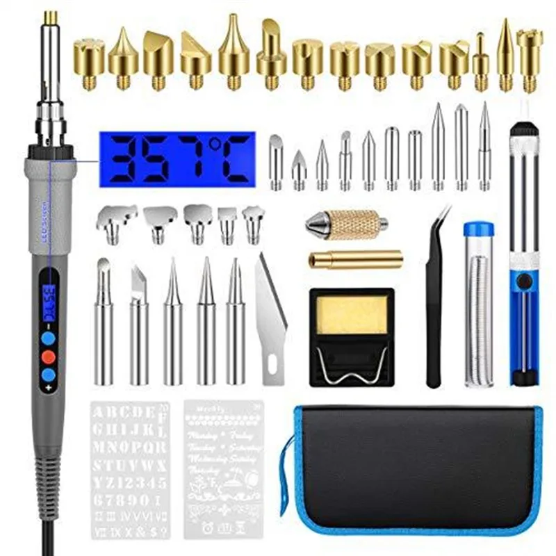 Wood Burning Kit,burner Tool,carving Pyrography Pen & Hollow Template,wood-burning  Kits Adults Beginners For Wood,leather,gourd - Electric Soldering Irons -  AliExpress