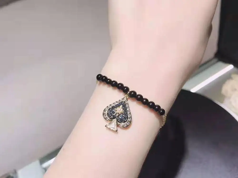 High quality SWA, brand new design invisible magnetic clasp, black heart peach beads women's Bracelet