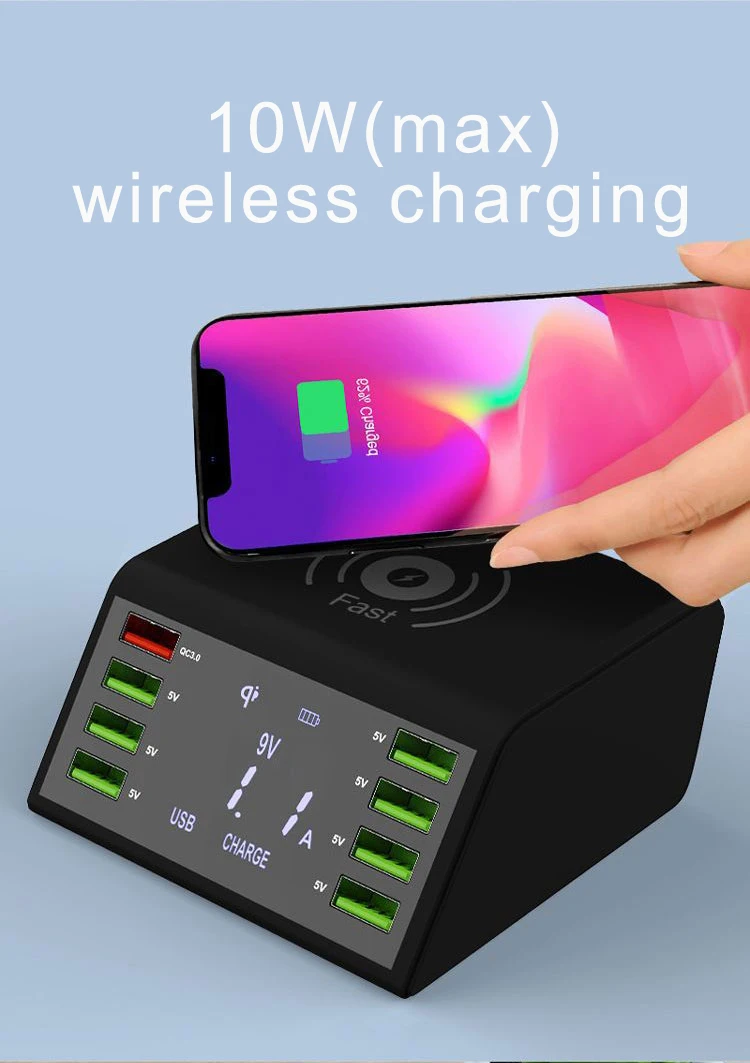 60 Вт USB зарядное устройство для телефона iPhone samsung Xiaomi 10 Вт Qi Беспроводное зарядное устройство QC Быстрая зарядка 3,0 Быстрая зарядка многоразъемное зарядное устройство USB