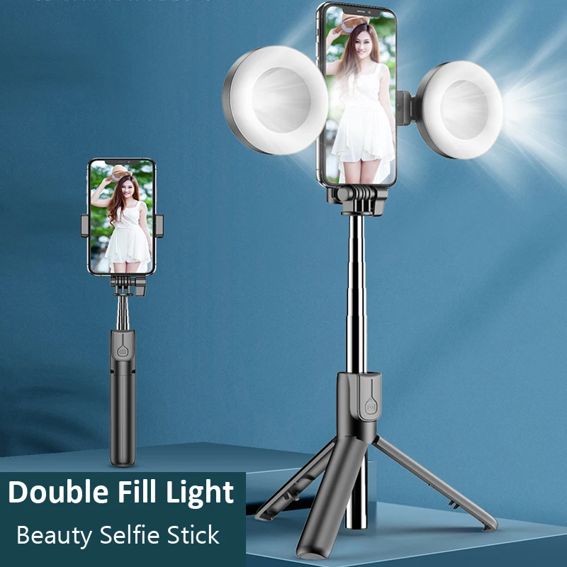 

Wireless Bluetooth Selfie Stick Tripod Monopod with Remote Ring Light Palo Selfie Beauty Fill Lighting for iPhone 11 Pro XS 7 8