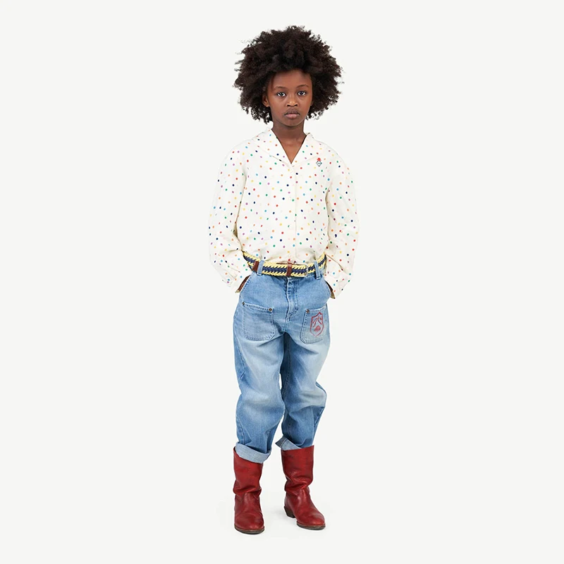 TAO Kids/ г. Зимние топы, модная рубашка в горошек для малышей роскошные корейские топы для детей, брендовая одежда для мальчиков и девочек Осенняя рубашка с длинными рукавами