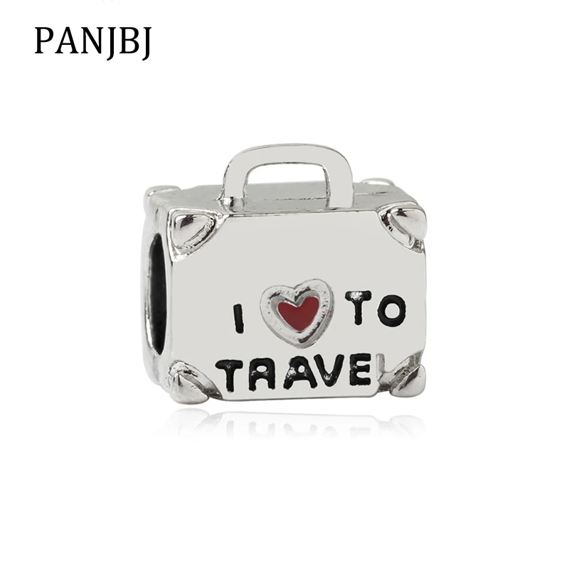 Новый оригинальный сплав посеребренный бисер I Love Travel чемодан Шарм подходит к