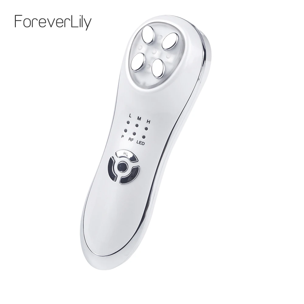 Online 5 En 1 mesoterapia EMS electroporación RF Radio Frecuencia Facial LED luz fotón cuidado de la piel dispositivo estiramiento Facial cuidado de los ojos